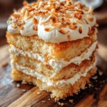 If you’re searching for a dessert that embodies the essence of paradise, look no further than the Creamy Coconut Bliss Cake. This delightful treat is not just a cake; it is a piece of tropical heaven on a plate. With its rich, creamy texture and vibrant coconut flavor, it stands out as the perfect centerpiece for any gathering, be it a casual family dinner, a festive celebration, or a summer barbecue. The combination of light sponge cake and luscious coconut cream creates a harmonious balance that will leave your guests raving and wanting more.