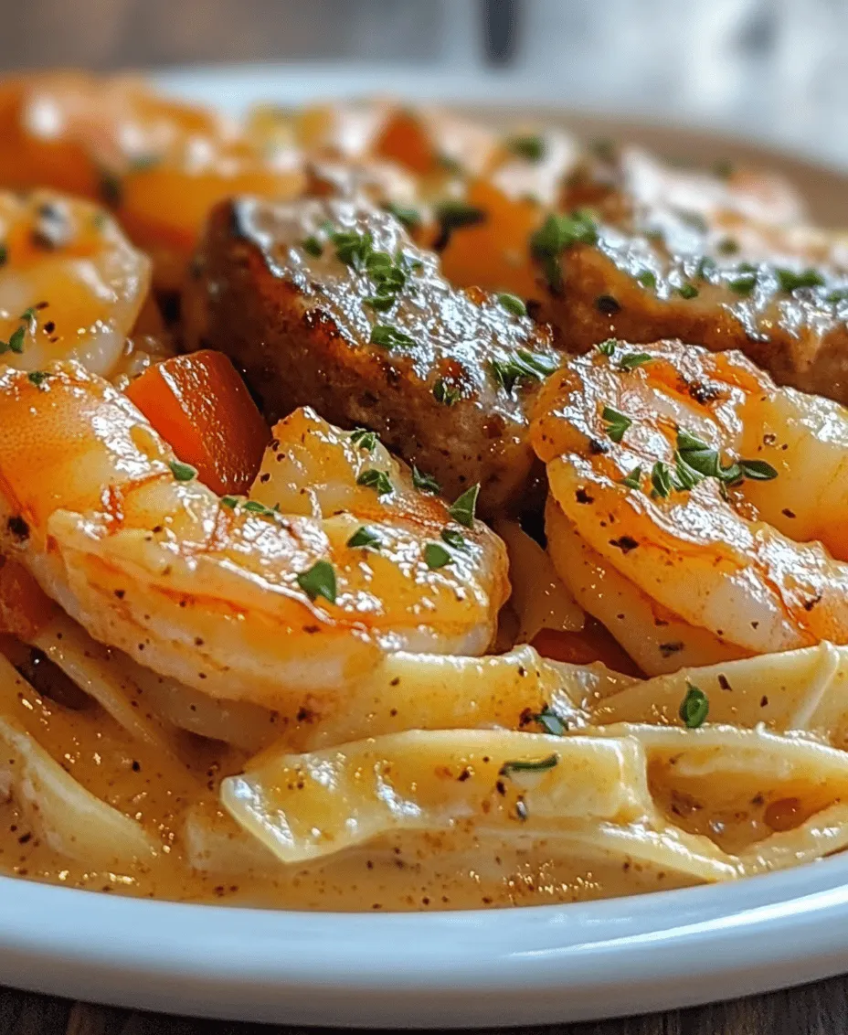 If you're looking for a dish that encapsulates the vibrant spirit of Southern cooking, look no further than Creamy Cajun Pasta with Succulent Shrimp and Spicy Sausage. This dish marries the richness of creamy sauce with the bold, zesty flavors characteristic of Cajun cuisine, making it a delightful choice for both casual weeknight dinners and special occasions. The combination of tender shrimp and spicy Andouille sausage creates a delectable harmony of seafood and meat that is sure to please any palate.