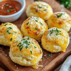 Welcome to the delightful world of Gooey Mozzarella Biscuit Bombs, where fluffy biscuit dough meets the melty goodness of cheese. These scrumptious bites are not just a feast for the palate; they are a visual delight that will leave your guests clamoring for more. Perfect for gatherings, game nights, or even a cozy evening at home, these biscuit bombs offer a unique combination of flavors and textures that are hard to resist.