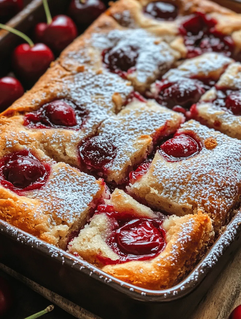 Cherry Delight Bars are a delicious dessert that captures the essence of summer with every bite. These bars combine the sweet and tart flavor of cherries with a soft, buttery base, making them a delightful option for any occasion, from potlucks to family gatherings. Not only are they a treat for the taste buds, but they also evoke a sense of nostalgia that takes many home bakers back to their childhood, when homemade desserts were the highlight of any gathering.