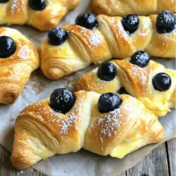 Blueberry Cheesecake Crescent Rolls are a delightful fusion of two classic desserts: blueberry cheesecake and flaky crescent rolls. This innovative treat captures the creamy richness of cheesecake and the sweet-tart burst of fresh blueberries, all wrapped in a buttery, crescent-shaped pastry. The appeal of these rolls lies not only in their mouthwatering flavor but also in their convenience. They are the perfect solution for anyone craving a quick and easy dessert that looks impressive without requiring hours of preparation.