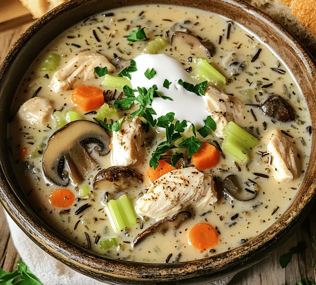 When the weather turns chilly or after a long day, few things are as satisfying as a warm bowl of soup. Among the myriad of soup recipes that one can try, <strong>Creamy Mushroom Chicken and Wild Rice Soup</strong> stands out as a hearty and nutritious option perfect for any meal. This dish, rich in flavor and texture, combines tender chicken, earthy mushrooms, and wholesome wild rice, making it both a comfort food classic and a nourishing dish that can be enjoyed year-round.” /></p>
</p>
<h3>Cooking Tips for Perfect Results with Mushrooms and Chicken</h3>
</p>
<p>When preparing the Creamy Mushroom Chicken and Wild Rice Soup, the choice and preparation of your mushrooms and chicken can significantly influence the overall flavor and texture of the dish. For mushrooms, consider using a mix of varieties such as cremini, shiitake, and button mushrooms. Each type brings its unique flavor profile, enhancing the soup’s complexity.</p>
</p>
<p><strong>Cooking Tips for Mushrooms:</strong></p>
<p>– Clean mushrooms gently with a damp cloth to remove any dirt. Avoid washing them under running water, as they absorb moisture and can become soggy.</p>
<p>– Slice mushrooms evenly to ensure they cook uniformly. Sauté them until they are golden brown to develop their natural umami flavor and enhance the soup’s richness.</p>
</p>
<p><strong>Choosing Chicken:</strong></p>
<p>For this recipe, boneless, skinless chicken thighs are ideal. They are more flavorful and remain tender during cooking compared to chicken breasts. If you prefer a leaner option, you can use chicken breasts, but be mindful of cooking them carefully to avoid drying out.</p>
</p>
<h3>Creating the Broth</h3>
</p>
<p>A rich broth is the backbone of any great soup. Start by sautéing your aromatics—onions, garlic, and celery—until they soften and become fragrant. This step is essential for building a deep flavor base. Add your sliced mushrooms next, allowing them to release their moisture and caramelize slightly. This will take about 5-7 minutes.</p>
</p>
<p>After the mushrooms have cooked down, sprinkle in some flour to create a roux, which will help thicken the soup later on. Stir the flour into the mixture, cooking it for 1-2 minutes to eliminate any raw taste.</p>
</p>
<h3>Pouring in Chicken Broth and the Importance of Simmering</h3>
</p>
<p>Once your roux is ready, it’s time to pour in the chicken broth. Use a good quality broth, preferably homemade or low-sodium, to control the saltiness of your soup. Stir thoroughly to combine, ensuring there are no lumps from the flour.</p>
</p>
<p>Bring the mixture to a gentle simmer. Simmering allows the flavors to meld together beautifully. It’s essential to maintain a steady, low heat for about 20-30 minutes. This helps to infuse the broth with the flavors of the mushrooms, chicken, and aromatics.</p>
</p>
<h3>Timing: Ensuring Chicken is Cooked Thoroughly Before Adding Cream</h3>
</p>
<p>While your broth is simmering, it’s crucial to cook the chicken properly. If you’re starting with raw chicken, add it to the broth once it reaches a simmer, and let it cook for about 15-20 minutes, or until fully cooked (internal temperature should reach 165°F). If using pre-cooked chicken, shred it and add it to the soup during the last 10 minutes of simmering to heat through without overcooking.</p>
</p>
<h3>Final Touches</h3>
</p>
<p>After your chicken is cooked, it’s time to add the creaminess that defines this soup. Remove the pot from heat before stirring in the heavy cream. This will prevent the cream from curdling. Mix gently until the soup is beautifully creamy and well combined.</p>
</p>
<h3>Mixing in Wild Rice and Heavy Cream for Creaminess</h3>
</p>
<p>Wild rice takes longer to cook than white rice, so if you’re using uncooked wild rice, ensure it’s prepped separately. Cook the wild rice according to package instructions until tender but still chewy, then fold it into the soup just before serving. This adds a delightful texture and nutty flavor that complements the rich creaminess of the soup.</p>
</p>
<h3>Seasoning: Tips for Achieving the Right Flavor Balance</h3>
</p>
<p>Seasoning is key in developing the final flavor of your soup. Start with salt and pepper, tasting as you go to find the right balance. Fresh herbs like thyme, dill, or parsley can elevate the soup, adding freshness and complexity. A splash of lemon juice can brighten the flavors, enhancing the overall profile of the dish.</p>
</p>
<h2>Cooking Tips for Success</h2>
</p>
<p><strong>Importance of Using Fresh, Quality Ingredients:</strong></p>
<p>Using fresh ingredients will significantly impact the taste and nutritional value of your soup. Fresh vegetables, quality chicken, and good broth all contribute to a more flavorful and satisfying meal.</p>
</p>
<p><strong>Adjusting Flavors: How to Taste and Modify Seasonings as You Cook:</strong></p>
<p>Don’t hesitate to taste your soup at various stages. This practice allows you to adjust seasonings to your preference. Perhaps you may want a bit more acidity, sweetness, or salt; adjusting as you go ensures the best final result.</p>
</p>
<h2>Serving Suggestions: Ideal Accompaniments to Elevate the Meal</h2>
</p>
<p>For a complete meal, consider pairing your Creamy Mushroom Chicken and Wild Rice Soup with crusty bread or a fresh garden salad. A loaf of sourdough or whole-grain bread is perfect for dipping into the creamy soup. If you choose a salad, opt for something light, like arugula with a lemon vinaigrette, to balance the richness of the soup.</p>
</p>
<h2>Storage Advice: Best Practices for Keeping Leftovers Fresh</h2>
</p>
<p>Leftovers can be stored in an airtight container in the refrigerator for up to 3 days. When reheating, add a splash of broth or water to thin out the soup, as it may thicken upon cooling. If you plan to freeze your soup, do so without the cream, as dairy can separate when thawed. Instead, add cream to individual servings when reheating after freezing.</p>
</p>
<h2>Nutritional Information</h2>
</p>
<p>This Creamy Mushroom Chicken and Wild Rice Soup is not only delicious but also packed with nutrients. Here’s a breakdown of the approximate nutritional values per serving:</p>
</p>
<p>– <strong>Calories:</strong> 350</p>
<p>– <strong>Protein:</strong> 25g</p>
<p>– <strong>Carbohydrates:</strong> 30g</p>
<p>– <strong>Fat:</strong> 15g</p>
<p>– <strong>Fiber:</strong> 3g</p>
</p>
<h3>Health Benefits of Each Ingredient</h3>
</p>
<p>– <strong>Mushrooms:</strong> Low in calories and packed with vitamins B and D, mushrooms are a great source of antioxidants.</p>
<p>– <strong>Chicken:</strong> A lean protein that aids in muscle repair and supports overall health.</p>
<p>– <strong>Wild Rice:</strong> High in protein and fiber, wild rice is a complex carbohydrate that promotes digestive health and sustained energy.</p>
</p>
<h3>Discussion on Portion Control and Mindful Eating</h3>
</p>
<p>When enjoying this soup, be mindful of portion sizes to avoid overeating. A standard serving is about 1.5 cups. Pair it with healthy sides to create a balanced meal. Mindful eating practices, such as eating slowly and savoring each bite, can enhance your dining experience and promote better digestion.</p>
</p>
<h2>Conclusion</h2>
</p>
<p>The Creamy Mushroom Chicken and Wild Rice Soup is a comforting dish that embodies warmth and nourishment. Its rich flavors and creamy texture make it the perfect meal for chilly days or when you need a little comfort food. This recipe is not only easy to prepare but also offers tremendous satisfaction that comes from a homemade soup.</p>
</p>
<p>As you explore this recipe, feel free to experiment with variations based on your preferences or seasonal ingredients. Consider adding vegetables like spinach or kale, or even varying the types of mushrooms used. Each iteration can lead to a new family favorite. So, roll up your sleeves, gather your ingredients, and enjoy creating this delectable soup that is sure to become a staple in your kitchen.</p>
</div>