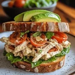 The Savory BLT Chicken Salad Sandwich is a delightful culinary creation that marries the classic flavors of a traditional BLT with the heartiness of a chicken salad. This recipe is not just a meal; it's a celebration of fresh ingredients, vibrant flavors, and satisfying textures, making it an ideal choice for lunch or a light dinner. Whether you’re preparing a meal for yourself or hosting a gathering, this sandwich is sure to impress with its deliciously balanced taste and easy preparation.