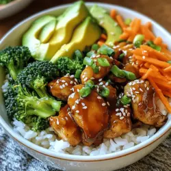 If you're on the lookout for a dish that seamlessly blends sweet, spicy, and savory elements while being both nutritious and satisfying, look no further than Hot Honey Chicken Bowls. This contemporary spin on a classic chicken bowl is not only visually appealing but also tantalizingly delicious. Imagine tender, juicy chicken thighs coated in a homemade hot honey glaze, served over a bed of fluffy jasmine rice, and complemented by vibrant, crisp vegetables. This dish is perfect for a weeknight dinner or a meal prep option, making it a versatile choice for anyone looking to elevate their culinary experience.