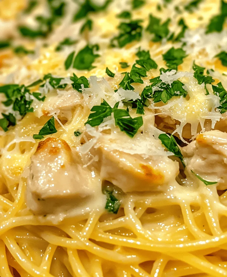 In the hustle and bustle of modern life, finding time to prepare a delicious dinner can often feel like a daunting task. Enter the <strong>Delicious Creamy Chicken Spaghetti Recipe</strong>, a quick and satisfying meal that brings comfort and flavor to your dinner table without consuming your entire evening. This dish combines tender chicken, creamy sauce, and al dente spaghetti for a delightful culinary experience that your whole family will love.” /></p>
</p>
<h2>Cooking the Spaghetti: Tips for Achieving the Perfect Al Dente Texture</h2>
</p>
<p>Cooking spaghetti to the perfect al dente texture is crucial for achieving a satisfying bite and ensuring it holds up well when mixed with the creamy chicken sauce. To begin, bring a large pot of salted water to a rolling boil. The salt is essential as it enhances the flavor of the pasta. For every pound of spaghetti, use about a tablespoon of salt.</p>
</p>
<p>Once your water is boiling, add the spaghetti and stir it gently to prevent sticking. Follow the cooking time indicated on the package, but start checking the pasta a few minutes before the suggested time. Al dente pasta should be firm to the bite, not mushy. To test, take a piece out, let it cool for a moment, and taste. If it’s ready, drain the spaghetti in a colander, but reserve about a cup of the pasta water. This starchy water can be used later to adjust the cream sauce’s consistency.</p>
</p>
<h2>Sautéing the Chicken: Techniques for Cooking Chicken Evenly and Safely</h2>
</p>
<p>To ensure your chicken is cooked evenly and remains juicy, it’s important to cut it into uniform pieces, about 1-inch cubes. This helps the chicken cook at the same rate. Heat a tablespoon of olive oil in a large skillet over medium-high heat. Once the oil is shimmering, add the chicken cubes in a single layer, making sure not to overcrowd the pan. This allows for proper browning.</p>
</p>
<p>Cook the chicken for about 5-7 minutes, turning occasionally, until golden brown and fully cooked through. The internal temperature should reach 165°F (75°C), ensuring it’s safe to eat. Once cooked, remove the chicken from the skillet and set it aside on a plate. This method not only locks in moisture but also adds a delicious depth of flavor as the browned bits left in the pan will enhance the sauce.</p>
</p>
<h2>Adding Garlic: Timing and Tips for Maximizing Flavor Without Burning</h2>
</p>
<p>Garlic is a key ingredient in this creamy chicken spaghetti recipe, providing a fragrant and savory base. After removing the chicken, lower the heat to medium and add minced garlic to the residual oil in the skillet. Sauté the garlic for about 30 seconds until fragrant, stirring constantly to avoid burning. Burnt garlic can turn bitter and ruin the flavor of your dish.</p>
</p>
<p>To maximize the garlic’s flavor, consider adding it just before you add other liquids to the pan. This timing allows the garlic to release its essential oils without overcooking, resulting in a beautifully aromatic base for your creamy sauce.</p>
</p>
<h2>Creating the Cream Sauce: How to Achieve the Right Consistency</h2>
</p>
<p>Creating the cream sauce is a crucial step in this recipe. After sautéing the garlic, pour in the chicken broth and bring it to a gentle simmer. Allow the liquid to reduce slightly, concentrating the flavors. Next, lower the heat and add heavy cream, stirring gently to combine.</p>
</p>
<p>For the right consistency, you may need to adjust the heat. If the sauce appears too thin, let it simmer longer to thicken, or add a bit of reserved pasta water to help it adhere to the spaghetti. Aim for a sauce that coats the back of a spoon when ready, providing a luscious texture that clings to the chicken and pasta.</p>
</p>
<h2>Incorporating Cheese: Tips for Smooth, Lump-Free Sauce</h2>
</p>
<p>Cheese adds a delightful richness to the cream sauce, but it’s essential to add it properly to avoid lumps. Once the cream is heated through, reduce the heat further and gradually stir in grated Parmesan cheese. This cheese melts beautifully and enriches the sauce.</p>
</p>
<p>To ensure a smooth integration, add the cheese in small handfuls, stirring continuously. If the sauce becomes too thick, don’t hesitate to add a splash more of the reserved pasta water. This will help maintain a creamy texture without sacrificing flavor.</p>
</p>
<h2>Mixing in Spinach: Methods for Preserving Color and Nutrients</h2>
</p>
<p>Fresh spinach not only adds nutrition but also a vibrant color to your creamy chicken spaghetti. To incorporate spinach effectively, add it to the sauce after the cheese has melted, stirring gently until wilted. This usually takes about 2-3 minutes. Avoid overcooking the spinach; this helps retain its bright green color and essential vitamins.</p>
</p>
<p>If you prefer, you can also use frozen spinach. Just make sure to thaw and drain it well before adding it to the sauce, as excess moisture can make the dish watery.</p>
</p>
<h2>Combining with Spaghetti: Ensuring Even Coating and Flavor Distribution</h2>
</p>
<p>Once your sauce is ready, it’s time to combine it with the spaghetti. To do this, add the drained pasta directly to the skillet with the sauce. Toss gently with tongs or a pasta fork to ensure every strand is evenly coated. If the sauce seems too thick, gradually add reserved pasta water until you achieve your desired consistency.</p>
</p>
<p>Finally, return the sautéed chicken to the skillet, mixing everything together thoroughly for a harmonious blend of flavors. This step not only ensures that every ingredient is well-distributed but also allows the pasta to absorb some of the sauce, enhancing the overall taste.</p>
</p>
<h2>Cooking Tips for Success</h2>
</p>
<h3>Importance of Mise-en-Place: Preparing Ingredients Ahead of Time</h3>
</p>
<p>Before you start cooking, prepare all your ingredients and measurements. This practice, known as mise-en-place, ensures you have everything at hand, streamlining the cooking process. It minimizes stress and allows you to focus on enjoying the cooking experience.</p>
</p>
<h3>Timing Strategies for Multitasking While Cooking</h3>
</p>
<p>Cooking a full meal can sometimes feel overwhelming. To manage your time efficiently, begin by cooking the spaghetti while you sauté the chicken. This multitasking approach saves time and keeps everything warm and fresh. Just remember to keep an eye on each component to prevent overcooking.</p>
</p>
<h3>Adjusting Flavors: How to Taste and Modify the Dish to Personal Preference</h3>
</p>
<p>As you cook, taste your dish at various stages. This allows you to adjust flavors as needed. If you prefer more garlic, add a bit more minced garlic towards the end. If the sauce is too rich, a squeeze of lemon juice can brighten it up. Don’t be afraid to make the recipe your own!</p>
</p>
<h3>Common Mistakes to Avoid: Overcooking Pasta or Burning Garlic</h3>
</p>
<p>A common mistake when cooking pasta is overcooking it, which can lead to a mushy texture. Always aim for al dente. Additionally, burning garlic is easily done if not monitored closely. Always sauté it on medium heat and stir frequently.</p>
</p>
<h2>Serving Suggestions</h2>
</p>
<h3>Ideas for Pairing the Dish with Sides or Salads</h3>
</p>
<p>Creamy chicken spaghetti is a filling dish, but it pairs beautifully with lighter sides. A crisp green salad with a tangy vinaigrette can balance the richness of the pasta. Roasted vegetables or garlic bread also complement this dish well, providing texture and additional flavors.</p>
</p>
<h3>Presentation Tips for a Visually Appealing Meal</h3>
</p>
<p>Presentation can elevate your dish to a restaurant-quality experience. Serve the creamy chicken spaghetti in wide, shallow bowls to showcase the dish. Garnish with freshly chopped parsley or basil for a pop of color. A sprinkle of extra Parmesan cheese on top also adds visual appeal.</p>
</p>
<h3>Wine Pairings That Complement the Creamy Chicken Spaghetti</h3>
</p>
<p>When it comes to wine pairings, a light white wine such as Pinot Grigio or Chardonnay works wonderfully with creamy dishes. These wines’ acidity can cut through the richness, enhancing your meal experience. For red wine lovers, a light-bodied Pinot Noir can also be a delightful choice.</p>
</p>
<h2>Nutritional Information</h2>
</p>
<h3>Breakdown of Calories, Protein, Fats, and Carbohydrates Per Serving</h3>
</p>
<p>Each serving of creamy chicken spaghetti contains approximately 475 calories, 30 grams of protein, 22 grams of fat, and 45 grams of carbohydrates. This dish is satisfying and hearty, providing a well-rounded meal.</p>
</p>
<h3>Discussion on Dietary Considerations: Gluten-Free Options, Low-Carb Alternatives</h3>
</p>
<p>For those with gluten sensitivities, consider using gluten-free pasta made from rice or quinoa. If you’re looking for a lower-carb alternative, spiralized zucchini or spaghetti squash can be a delightful substitute for traditional pasta, adding a unique twist to the dish.</p>
</p>
<h3>Importance of Portion Control and Balance in Meals</h3>
</p>
<p>While this creamy chicken spaghetti is delicious, moderation is key. Be mindful of portion sizes, especially with rich sauces. Pairing it with lighter sides helps create a balanced meal that satisfies without overwhelming your diet.</p>
</p>
<h2>Conclusion</h2>
</p>
<p>In conclusion, this delicious creamy chicken spaghetti recipe is not only simple to prepare but also bursting with flavor, making it a perfect choice for a satisfying weeknight dinner. The combination of tender chicken, creamy sauce, and al dente pasta creates a dish that everyone will love. We encourage you to try this recipe, experiment with your flavors, and enjoy the process of cooking at home. There’s nothing quite like the joy of creating simple, flavorful meals that bring family and friends together. So gather your ingredients, unleash your inner chef, and indulge in a comforting bowl of creamy chicken spaghetti tonight!</p>
</div>