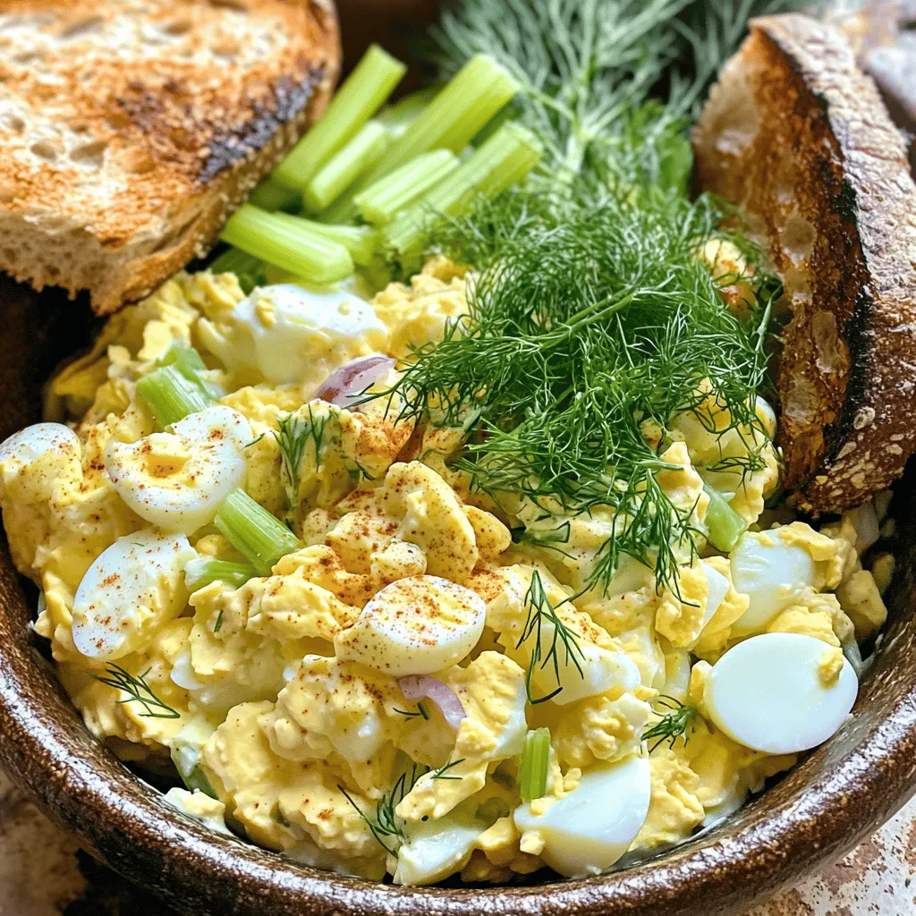 Egg salad is a timeless dish that has graced the tables of countless homes, picnics, and brunches. Its combination of creamy textures and rich flavors makes it a beloved option for both casual and formal gatherings. The versatility of egg salad allows it to be served as a sandwich, a dip, or a stand-alone salad, catering to the preferences of all diners. This Deluxe Classic Egg Salad recipe elevates the traditional dish by incorporating fresh ingredients and unique flavor profiles, ensuring that every bite is as delightful as the last.