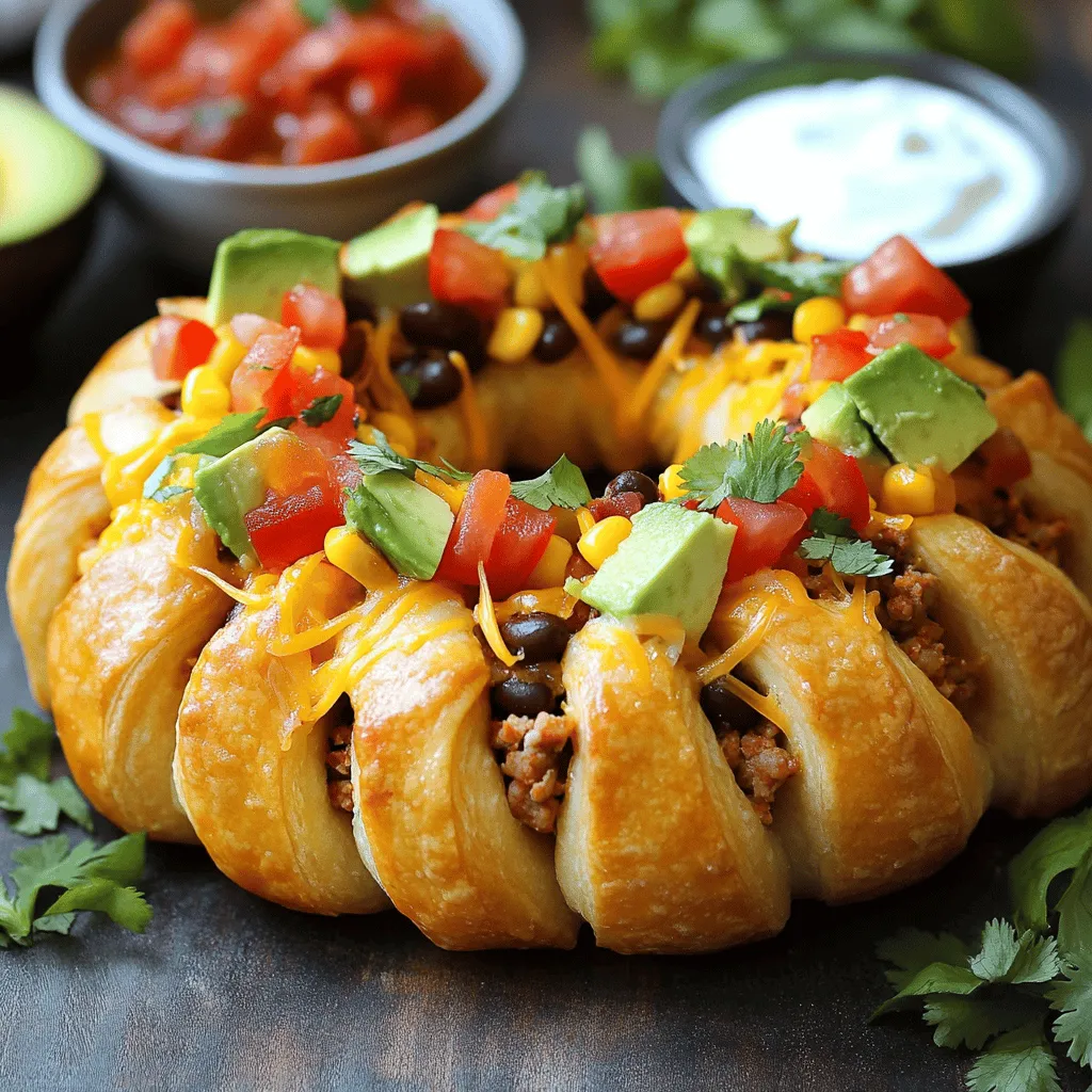 In today's fast-paced world, the quest for easy-to-make yet delicious meals is more relevant than ever. For busy individuals and families juggling various responsibilities, finding a recipe that is both delightful and straightforward can be a game changer. Enter the Turkey Taco Ring Delight—a dish that encapsulates convenience and flavor in every bite. This recipe brilliantly marries the savory goodness of ground turkey with the vibrant, zesty flavors typically associated with classic taco ingredients, all enveloped in a crisp, flaky crescent roll dough.