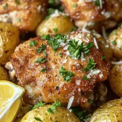 Looking for a dish that combines comfort, flavor, and simplicity? Garlic Parmesan Chicken and Potatoes is the answer. This mouthwatering recipe is perfect for family dinners or gatherings, bringing together the savory goodness of tender chicken and crispy potatoes, all enveloped in the rich flavors of garlic and Parmesan cheese. Even the most novice home cooks will find this dish accessible, thanks to its straightforward preparation and minimal ingredients. Whether you're planning a busy weeknight meal or a special occasion, this recipe promises to impress everyone at the table.