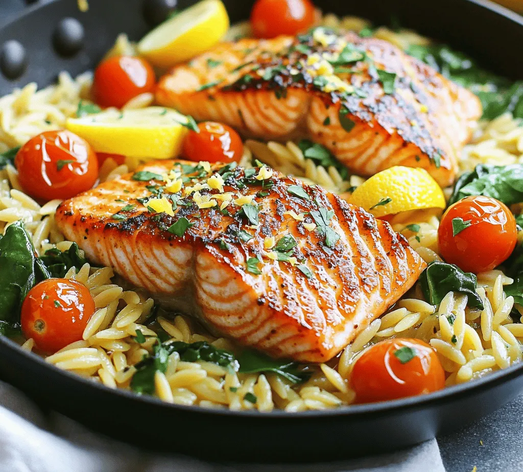 If you’re looking for a quick, nutritious meal that’s bursting with flavor, the One Skillet Salmon with Lemon Orzo is an excellent choice. This dish not only delivers a delightful medley of savory and zesty flavors but also showcases the beautiful textures of perfectly cooked salmon paired with tender orzo pasta. The convenience of this recipe lies in its one-skillet method, making it an ideal option for busy weeknights or a simple yet elegant dinner.