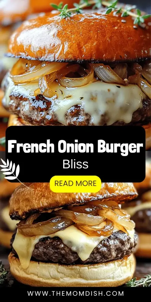 Indulge in the ultimate gourmet experience with French Onion Burgers, a delicious twist on the classic favorite. Imagine a juicy beef patty topped with sweet caramelized onions and melty cheese, all nestled in a soft brioche bun. Learn how to create this mouthwatering dish with quality ingredients and easy steps! Click through to explore the full recipe and elevate your burger game today!