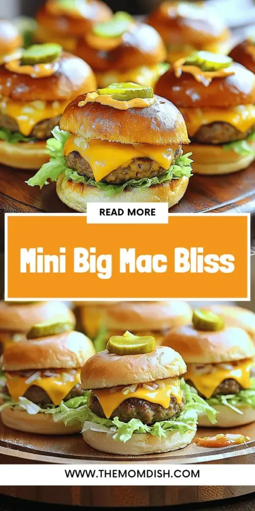 Create the ultimate snack for your next get-together with Mini Big Mac Cheeseburgers! These bite-sized sliders pack all the classic Big Mac flavors into a fun, shareable treat. Perfect for parties or family dinners, they're easy to customize and fun to prepare. Discover all the tips and tricks for crafting juicy patties, creamy special sauce, and perfect cheese melt. Click through now to explore the delicious recipes and wow your guests!