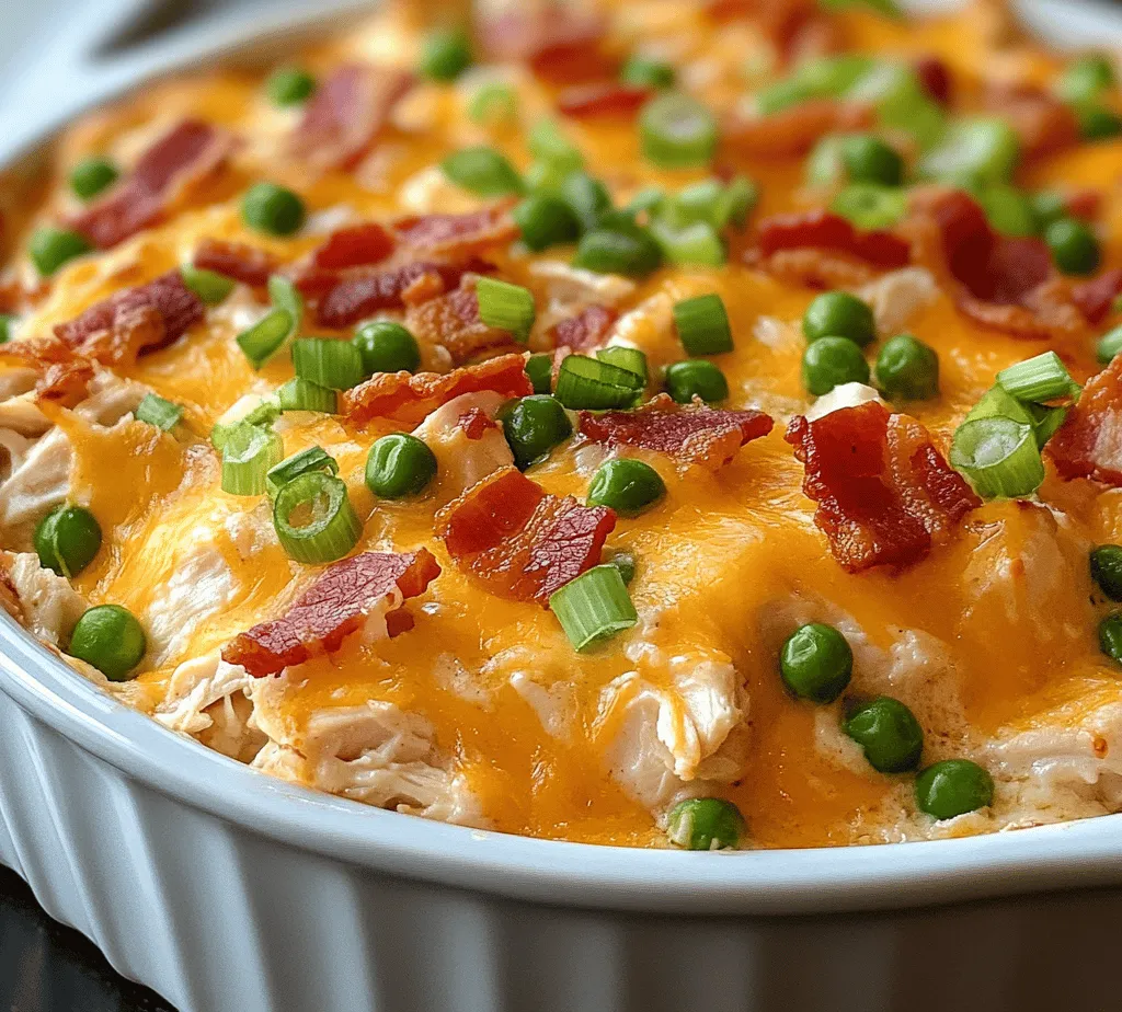 Casseroles have long been a beloved staple in kitchens across the globe, cherished for their ability to bring families together around the dinner table with minimal fuss. These one-dish wonders are perfect for busy weeknights, potluck gatherings, or meal prepping for the week ahead. Among the myriad of casserole options available, the <strong>Cheesy Chicken Bacon Ranch Casserole</strong> stands out as a flavor-packed delight that is sure to please even the pickiest eaters. This dish combines savory chicken, crispy bacon, and creamy ranch dressing, all baked to perfection under a blanket of melted cheese.” /></p>
</p>
<p><strong>Preheating the Oven</strong></p>
</p>
<p>Before diving into the heart of your Cheesy Chicken Bacon Ranch Casserole, it is crucial to preheat your oven to ensure even cooking. Preheating allows the casserole to begin cooking at the right temperature, which helps with proper browning and melting of the cheese. An oven that is not properly preheated can lead to uneven cooking, where the edges may become overcooked while the center remains underdone. Take 10-15 minutes to allow your oven to reach the desired temperature of 350°F (175°C) before placing your dish inside. This simple step can make a significant difference in the final texture and flavor of your casserole.</p>
</p>
<p><strong>Cooking the Pasta</strong></p>
</p>
<p>Next, let’s focus on cooking the pasta, which is an essential component of the casserole. For this recipe, you will want to use a pasta shape that holds up well in a casserole, such as penne or rotini. Begin by bringing a large pot of water to a rolling boil. It is essential to salt the water generously; this adds flavor to the pasta itself. As a guideline, aim for about 1-2 tablespoons of salt for every gallon of water.</p>
</p>
<p>Once the water is boiling, add the pasta and cook it according to the package instructions until it reaches an al dente texture. Al dente means that the pasta is cooked but still firm to the bite, which is important because it will continue cooking in the oven. Typically, this will take around 8-10 minutes, depending on the type of pasta. Once cooked, drain the pasta in a colander and set it aside. Avoid rinsing the pasta, as this will wash away the starch that helps the sauce adhere later.</p>
</p>
<p><strong>Combining Ingredients</strong></p>
</p>
<p>Now that you have your pasta ready, it’s time to combine it with the other ingredients. In a large mixing bowl, combine your cooked chicken, crispy bacon, ranch dressing, and shredded cheese. This is where the magic happens, so take your time to mix everything thoroughly. A thorough mix will ensure that each bite of the casserole is packed with all the flavors. Use a spatula or wooden spoon to fold the ingredients together gently.</p>
</p>
<p>If you want to elevate the flavor even more, consider adding a pinch of garlic powder, onion powder, or even some fresh chopped herbs like parsley or chives to the mixture. These additions can bring a fresh note to the rich flavors of the cheese and bacon.</p>
</p>
<p><strong>Incorporating Pasta</strong></p>
</p>
<p>Now, it’s time to bring the cooked pasta into the mix. To do this, gently fold the pasta into the chicken and cheese mixture. It’s important to use a folding technique rather than stirring vigorously. This helps maintain the integrity of the pasta, preventing it from breaking apart and ensuring that the final dish has a lovely texture. Make sure that the pasta is coated well with the ranch and cheese mixture for maximum flavor in every bite.</p>
</p>
<p><strong>Transferring to Baking Dish</strong></p>
</p>
<p>Once everything is combined, it’s time to transfer the mixture into a baking dish. You can use a 9×13 inch casserole dish for this recipe. Before adding the mixture, be sure to grease the dish with cooking spray or a thin layer of butter or oil to prevent sticking. Evenly spreading the mixture in the baking dish is key; this ensures that it cooks uniformly and that the cheese melts evenly across the top.</p>
</p>
<p>Using a spatula, spread the casserole mixture into the dish, pressing it down gently to create an even layer. This step is crucial for achieving a nice golden crust on top when the casserole bakes.</p>
</p>
<p><strong>Baking Process</strong></p>
</p>
<p>With your casserole prepared, it’s time to bake it in the preheated oven. Bake at 350°F (175°C) for about 25-30 minutes. You’ll know it’s done when the cheese is melted and bubbly, and the edges are slightly golden. If you want an extra crispy top, consider broiling it for an additional 2-3 minutes, but keep a close eye to prevent burning.</p>
</p>
<p>The aroma wafting through your kitchen will be irresistible, and you’ll know you’re just moments away from a delightful meal.</p>
</p>
<p><strong>Garnishing and Serving</strong></p>
</p>
<p>Once your casserole is out of the oven, let it cool for a few minutes. This resting time allows the dish to set, making it easier to serve. For the finishing touch, garnish with freshly chopped green onions. Not only do they add a pop of color, but they also contribute a fresh, mild onion flavor that balances the rich cheese and bacon.</p>
</p>
<p>Serve the Cheesy Chicken Bacon Ranch Casserole hot, directly from the baking dish. This dish pairs beautifully with a side salad or some garlic bread for a complete meal.</p>
</p>
<p><strong>Nutritional Information</strong></p>
</p>
<p>Understanding the nutritional value of your Cheesy Chicken Bacon Ranch Casserole is essential for balancing your diet. Here’s a breakdown per serving (based on 8 servings):</p>
</p>
<p>– <strong>Calories</strong>: 450</p>
<p>– <strong>Protein</strong>: 30g</p>
<p>– <strong>Fat</strong>: 25g</p>
<p>– <strong>Carbohydrates</strong>: 35g</p>
<p>– <strong>Fiber</strong>: 2g</p>
<p>– <strong>Sugars</strong>: 2g</p>
<p>– <strong>Vitamins</strong>: Rich in calcium and vitamin A due to cheese and ranch dressing.</p>
</p>
<p>This casserole offers a hearty mix of protein from the chicken and bacon, carbohydrates from the pasta, and a satisfying amount of fat from the cheese. While it’s indulgent, it can fit into a balanced diet when served alongside lighter sides like steamed vegetables or a fresh green salad.</p>
</p>
<p><strong>Storage and Reheating Tips</strong></p>
</p>
<p>If you find you have leftovers (which is likely, given its rich and filling nature), proper storage is key to maintaining the dish’s quality. Allow the casserole to cool completely before transferring it to an airtight container. It can be refrigerated for up to three days or frozen for up to three months. When freezing, portion the casserole into individual servings for convenient reheating.</p>
</p>
<p>To reheat, if refrigerated, preheat your oven to 350°F (175°C) and place the casserole in a covered dish for about 15-20 minutes. If frozen, allow it to thaw overnight in the refrigerator before reheating. You can also microwave individual portions for a quick meal, but be sure to cover them to retain moisture and heat evenly.</p>
</p>
<p><strong>Serving Suggestions</strong></p>
</p>
<p>To fully enjoy your Cheesy Chicken Bacon Ranch Casserole, consider pairing it with complementary sides. A crisp garden salad with a light vinaigrette can provide a refreshing contrast to the richness of the casserole. Garlic bread or breadsticks are also excellent for soaking up any extra ranch dressing or cheese sauce. Additionally, a side of roasted vegetables or a medley of steamed broccoli and carrots can add nutrition and color to your meal, making it both appealing and wholesome.</p>
</p>
<p><strong>Conclusion</strong></p>
</p>
<p>The Cheesy Chicken Bacon Ranch Casserole is more than just a meal; it embodies comfort, flavor, and ease of preparation. With its gooey cheese, savory bacon, and tender chicken enveloped in a creamy ranch sauce, this dish is sure to delight everyone at your table. Whether you’re hosting a family dinner, a casual gathering with friends, or simply looking for a satisfying weeknight meal, this casserole checks all the boxes.</p>
</p>
<p>So why not give this recipe a try? It’s a delightful experience that promises to become a favorite in your home, bringing smiles and warmth to your dining table. Enjoy every bite and the company that comes with it!</p>
</div>