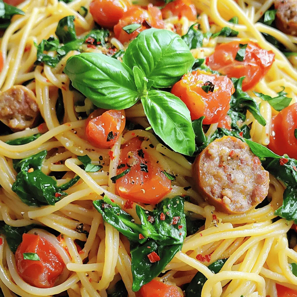 Tomato Spinach Sausage Pasta Recipe