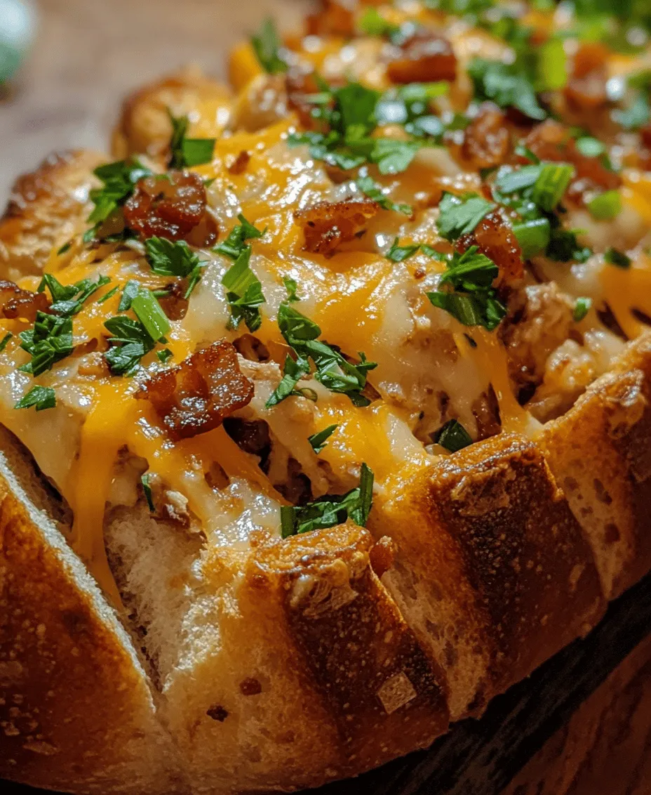 Stuffed bread recipes have become a beloved staple in homes and restaurants alike, offering an appealing combination of flavors and textures that please the palate. Among the vast array of stuffed bread options, <strong>Chicken Bacon Ranch Stuffed Bread</strong> stands out as a true crowd-pleaser. This dish marries the savory richness of tender chicken, crispy bacon, and zesty ranch dressing, all enveloped in a warm, crusty loaf of bread. It’s perfect for game day gatherings, family dinners, or a cozy night in.” /></p>
</p>
<h3>Covering and Baking</h3>
</p>
<p>When it comes to baking your Chicken Bacon Ranch Stuffed Bread, one of the most crucial steps is the covering technique. Wrapping your stuffed bread in aluminum foil during the initial baking phase is essential for retaining moisture. This not only ensures that the bread remains tender and the filling stays juicy, but it also helps the flavors meld beautifully. The steam generated inside the foil creates a mini-oven effect, allowing the ingredients to cook evenly and thoroughly without drying out.</p>
</p>
<p>Once you’ve wrapped your bread securely, preheat your oven to 375°F (190°C). Place the wrapped bread directly on the middle rack and bake for approximately 20-25 minutes. After this initial baking time, carefully unwrap the foil to expose the top of the bread. This is where you can customize the crispiness of your crust. If you prefer a golden, crispy top, leave the bread uncovered and return it to the oven for an additional 10-15 minutes. Keep a close eye on it, as baking times can vary based on your oven and the size of the stuffed bread.</p>
</p>
<h3>Baking Techniques</h3>
</p>
<p>Adjusting the baking time is key to achieving your desired level of crispiness. If you enjoy a softer crust, you can skip the final uncovered baking step, while those who like a more robust crunch can extend the uncovered time by a few minutes. For an even deeper flavor, consider brushing the top of the bread with melted butter or an olive oil mixture just before the final bake. This not only enhances the color but also adds an extra layer of richness to your dish.</p>
</p>
<h3>Serving Suggestions</h3>
</p>
<p>Presentation is just as important as preparation, especially when serving your Chicken Bacon Ranch Stuffed Bread. To elevate your dining experience, slice the stuffed bread into thick portions after it has cooled slightly. Arrange the slices on a large serving platter, garnished with a sprinkle of fresh parsley or chives for a pop of color. You can even serve it alongside small bowls of dipping sauces, such as ranch dressing or a spicy aioli, for an interactive touch.</p>
</p>
<p>When it comes to side dishes, consider pairing your stuffed bread with a simple mixed greens salad. A light vinaigrette can balance the richness of the bread and keep the meal feeling fresh. Alternatively, crispy potato wedges or a classic coleslaw can provide a satisfying crunch that complements the softness of the stuffed bread.</p>
</p>
<p>For beverages, a chilled iced tea or a light lager works wonderfully with the flavors of the Chicken Bacon Ranch Stuffed Bread. If you prefer a non-alcoholic option, a refreshing lemonade or sparkling water with a slice of lemon can cleanse the palate beautifully.</p>
</p>
<h3>Nutritional Insights</h3>
</p>
<p>Understanding the nutritional value of your meal is crucial for mindful eating. On average, one serving of Chicken Bacon Ranch Stuffed Bread contains approximately 400-500 calories, depending on the specific ingredients used. This includes protein from the chicken and bacon, carbohydrates from the bread, and fats from cheese and any added oils.</p>
</p>
<p>Portion sizes can vary based on personal dietary needs, but a serving size of one slice is generally adequate for most adults. If you are looking to reduce caloric intake without sacrificing flavor, consider using whole wheat bread or low-calorie alternatives, as well as reduced-fat cheese. Additionally, incorporating more vegetables into the filling, such as spinach or bell peppers, can enhance the nutritional profile while adding color and texture.</p>
</p>
<h3>Variations and Customizations</h3>
</p>
<p>One of the best aspects of the Chicken Bacon Ranch Stuffed Bread is its versatility. If you’re accommodating dietary restrictions, gluten-free bread options are widely available and can be used to create an equally delicious version. For those seeking to spice things up, try adding diced jalapeños or a pinch of cayenne pepper to the filling for a kick of heat.</p>
</p>
<p>Experimenting with different cheeses can also elevate the flavor profile. Consider using pepper jack for a spicy twist, feta for a tangy bite, or even a blend of mozzarella and cheddar for a rich, creamy texture.</p>
</p>
<p>If you find yourself with leftovers, this recipe can easily be transformed into a new meal. Slice the leftover stuffed bread and heat it up in a skillet for a crispy breakfast option, or chop it into bite-sized pieces and toss it into a salad for a hearty lunch.</p>
</p>
<h3>Conclusion</h3>
</p>
<p>In summary, the Chicken Bacon Ranch Stuffed Bread is not only a delicious meal but also a versatile dish that can be adapted to suit various tastes and dietary preferences. It’s perfect for family gatherings, casual dinners, or even game day celebrations. The combination of tender bread, savory filling, and crispy texture creates a comfort food experience that is sure to impress your loved ones.</p>
</p>
<p>We encourage you to try this recipe and share the joy of cooking and dining with friends and family. Whether you make it for a special occasion or a cozy night in, the Chicken Bacon Ranch Stuffed Bread is bound to be a hit. Embrace the creativity of the kitchen, and enjoy the delightful experience of sharing a home-cooked meal.</p>
</div>