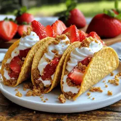 Dessert tacos have taken the culinary world by storm, transforming the way we think about sweet treats. This innovative twist on traditional tacos combines whimsical presentation with delicious flavors, making them a favorite at parties, gatherings, and casual family dinners alike. Among the most delightful variations is the Strawberry Crunch Cheesecake Taco, a mouthwatering fusion that elevates the classic cheesecake into a fun and portable dessert. Imagine a crispy graham cracker shell filled with rich cheesecake and topped with a strawberry crunch—it's a symphony of flavors and textures that promises to satisfy your sweet tooth in every bite.