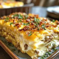 The foundation of any great dish lies in its ingredients. Here, we break down the key components that contribute to the rich, savory flavor of Parmesan Garlic Cheeseburger Lasagna with Bacon.