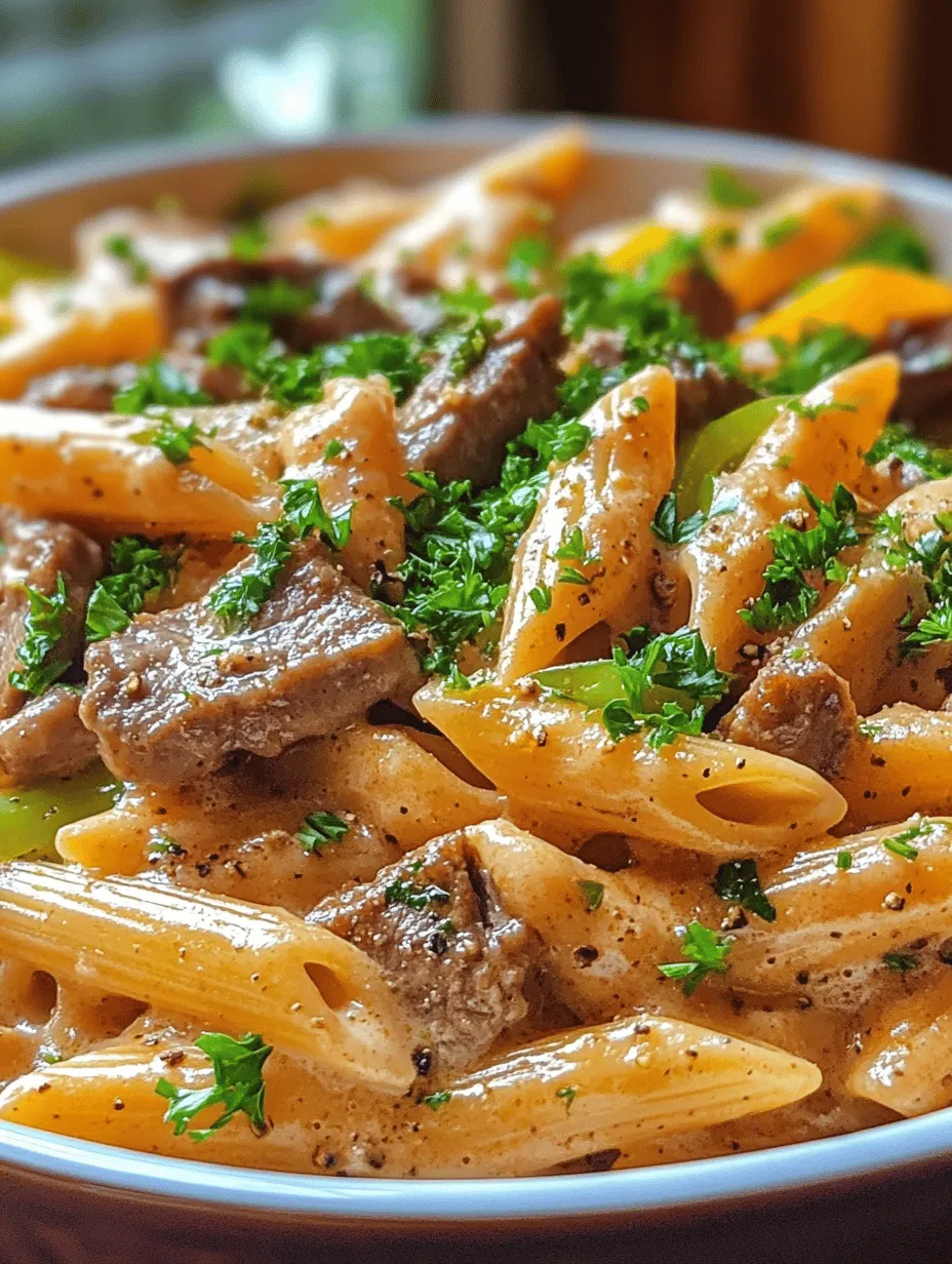 If you're a fan of rich, savory flavors and comforting meals, then the One-Pot Philly Cheesesteak Pasta is bound to become your new go-to dish. This culinary creation melds the classic elements of a Philly cheesesteak — tender steak, sautéed vegetables, and creamy cheese — with al dente pasta, all cooked conveniently in a single pot. Its roots trace back to Philadelphia, where the cheesesteak sandwich reigns supreme, known for its delicious combination of beef and melted cheese. By transforming this beloved sandwich into a pasta dish, we create a hearty meal that is not only satisfying but also quick to prepare.