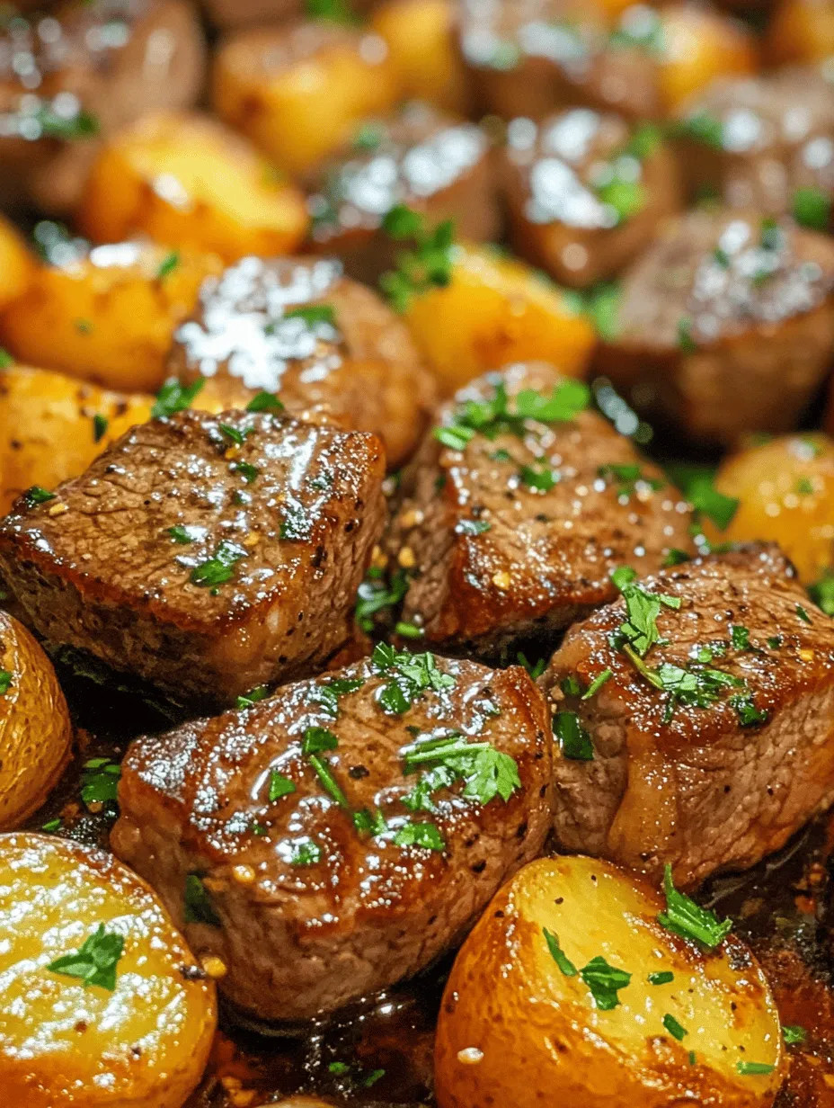 Sizzling Garlic Butter Steak Bites & Crispy Potatoes is a dish that epitomizes comfort food while delivering on flavor and visual appeal. This recipe combines tender, juicy steak bites seared to perfection with crispy, golden baby potatoes, all enveloped in a rich garlic butter sauce. What sets this dish apart is its quick cooking time—perfect for busy weeknights or impromptu gatherings with friends and family. The harmonious blend of savory steak and crispy potatoes makes it a comforting yet elegant option for any occasion.