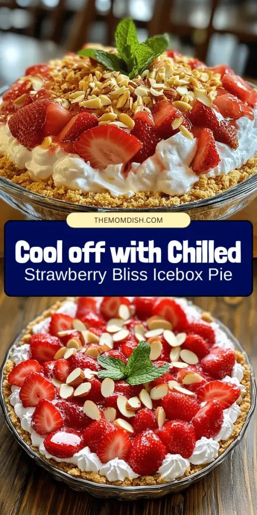 Beat the summer heat with a refreshing Chilled Strawberry Bliss Icebox Pie! This easy-to-make dessert combines fresh strawberries and a creamy filling, perfect for cooling down at any picnic or family gathering. With a graham cracker crust and minimal cooking involved, it's the ultimate hassle-free treat. Explore endless variations by switching up the fruits. Indulge in this delightful summer classic! #IceboxPie #StrawberryDessert #SummerTreat #NoBakeDessert #FreshFruitDessert