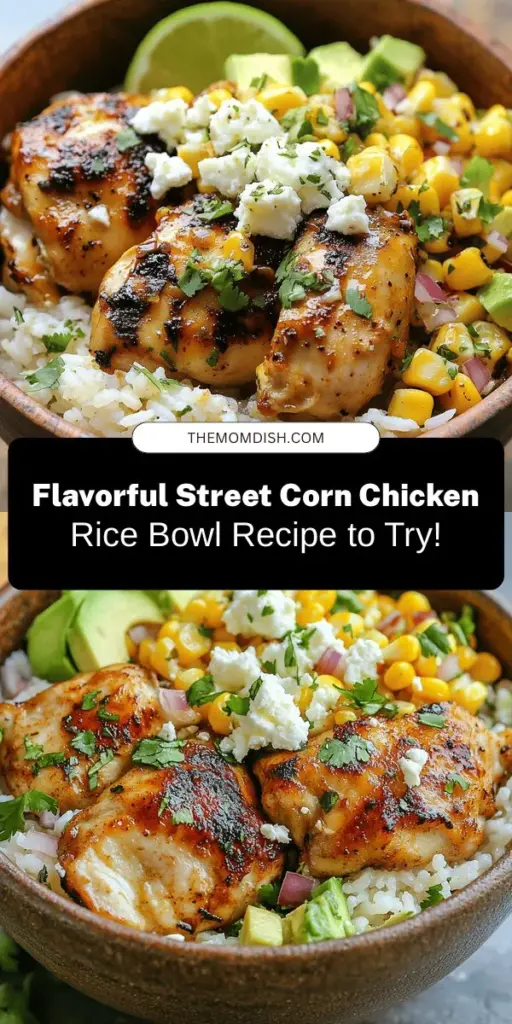 Indulge in the vibrant flavors of the Street Corn Chicken Rice Bowl, a delicious fusion of grilled corn, juicy chicken thighs, and fluffy jasmine rice. Perfect for a hearty weeknight dinner or impressing your guests, this nutritious meal is easy to customize with fresh toppings like queso fresco and lime juice. Enjoy a balanced plate that’s both satisfying and good for you. Discover the recipe and elevate your mealtime! #StreetCorn #ChickenRiceBowl #HealthyEating #DeliciousRecipes #Foodie