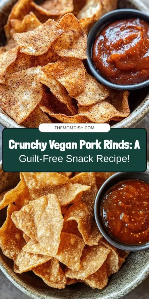 Discover a deliciously crunchy alternative to traditional pork rinds with this Vegan Pork Rinds Snack recipe! Made from rice paper, nutritional yeast, and a blend of flavorful spices, these plant-based snacks are guilt-free and perfect for dipping or enjoying solo. With easy preparation steps, you can whip up a batch to satisfy your cravings without compromising your dietary choices. Give it a try and elevate your snacking experience! #VeganSnacks #PlantBased #HealthyLiving #SnackTime #GlutenFree #HealthyChoices