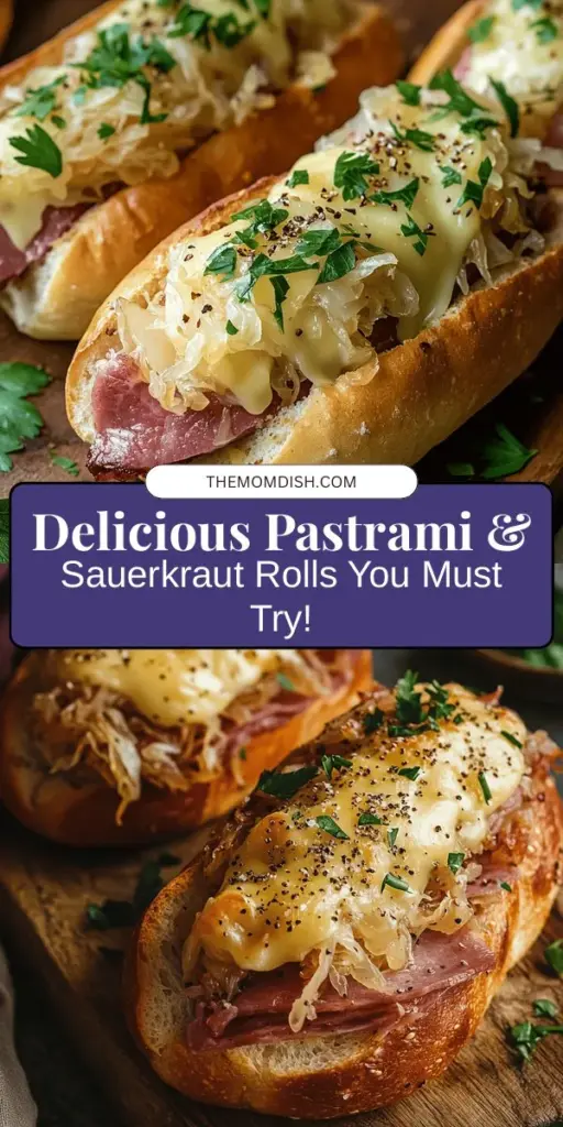 Discover the mouthwatering flavors of Pastrami & Sauerkraut Rolls with this easy-to-follow recipe! Combining savory pastrami, tangy sauerkraut, and melted Swiss cheese in your choice of hoagie or pretzel rolls, these deli-inspired delights are perfect for any occasion. Simple to make, they are great for quick weeknight dinners or casual gatherings. Give them a try, and treat yourself to a taste of deli heaven! #Pastrami #Sauerkraut #DinnerRecipe #ComfortFood #Foodie