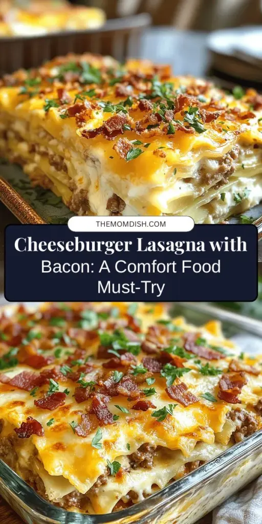 Dive into the world of comfort food with this mouthwatering Parmesan Garlic Cheeseburger Lasagna with Bacon! This innovative recipe layers savory ground beef, crispy bacon, and gooey cheeses between tender pasta, all enveloped in a zesty marinara sauce. Perfect for family gatherings or cozy dinners, it brings warmth and nostalgia to your table. Try this indulgent dish today and enjoy a tantalizing blend of flavors! #ComfortFood #Lasagna #CheeseburgerDelight #BaconLovers #HomeCooking #RecipeIdeas