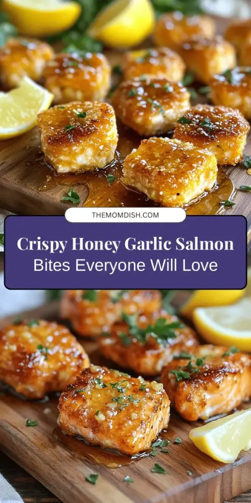 Indulge in a healthier yet delicious dish with these Crispy Honey Garlic Salmon Bites! Perfect as an appetizer or a main course, this recipe combines fresh salmon with a crunchy coating, drizzled in a sweet-and-savory honey garlic sauce. It's simple to make and sure to impress your guests. Discover the health benefits, tips for preparation, and serving suggestions in our comprehensive guide! #SalmonBites #HealthyEating #RecipeIdeas #GourmetCooking #Foodie