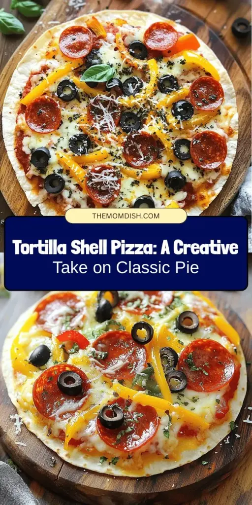 Discover a fun and tasty twist on traditional pizza with our Pizza in a Tortilla Shell recipe! This quick and easy dish combines the beloved flavors of pizza with the convenience of a tortilla, allowing for endless customization. Perfect for busy nights or casual gatherings, you can load your tortilla pizza with your favorite toppings and enjoy a crispy, cheesy delight in no time. Get ready to revolutionize your pizza night! #PizzaInATortilla #TortillaPizza #EasyRecipes #QuickMeals #PizzaNight #ComfortFood