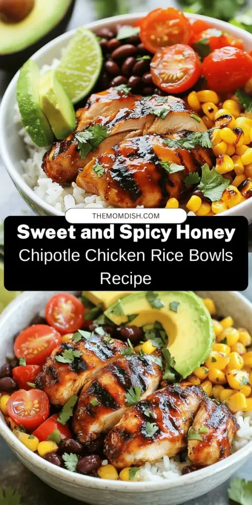 Dive into the delicious world of Honey Chipotle Chicken Rice Bowls! This vibrant dish combines sweet honey and smoky chipotle flavors with tender chicken and fresh veggies, resulting in a satisfying and nutritious meal. Perfect for lunch, dinner, or meal prep, these bowls are customizable for any dietary needs. Enjoy a flavorful experience that brings together sweetness, spice, and freshness. Try this easy recipe today! #HoneyChipotle #RiceBowls #HealthyEating #MealPrep #DeliciousMeals