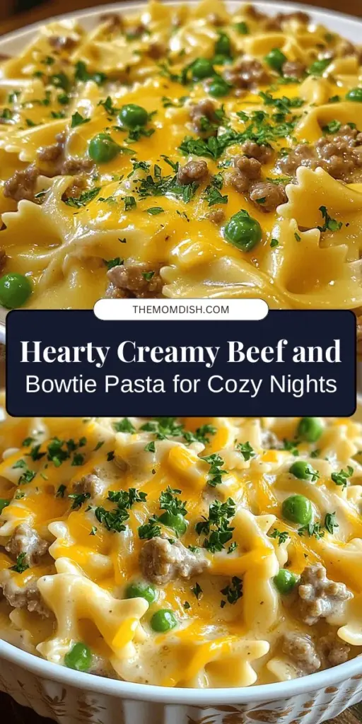 Warm up your family nights with creamy beef and bowtie pasta—an easy, comforting meal that can be whipped up in under 30 minutes! This dish combines tender ground beef with a rich, velvety sauce and delightful bowtie pasta for a satisfying flavor experience. Plus, it's customizable with veggies and proteins to suit everyone’s taste. Enjoy a delicious dinner that creates lasting memories around the table! #ComfortFood #PastaRecipe #FamilyMeals #QuickDinner #EasyRecipes