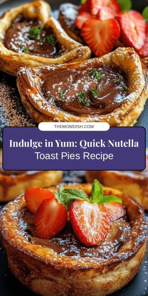 Indulge your taste buds with Nutella toast pies! These delicious treats combine creamy Nutella and decadent cream cheese between perfectly toasted bread. Ideal for breakfast, a midday snack, or a sweet dessert, they are quick to prepare and easily customizable to fit any dietary preference. Elevate your mornings or satisfy your cravings with this delightful recipe. Discover the joy of Nutella toast pies today! #NutellaToastPies #BreakfastIdeas #SweetTreats #SnackTime #DessertLovers #RecipeInspiration #FoodieIdeas #QuickRecipes