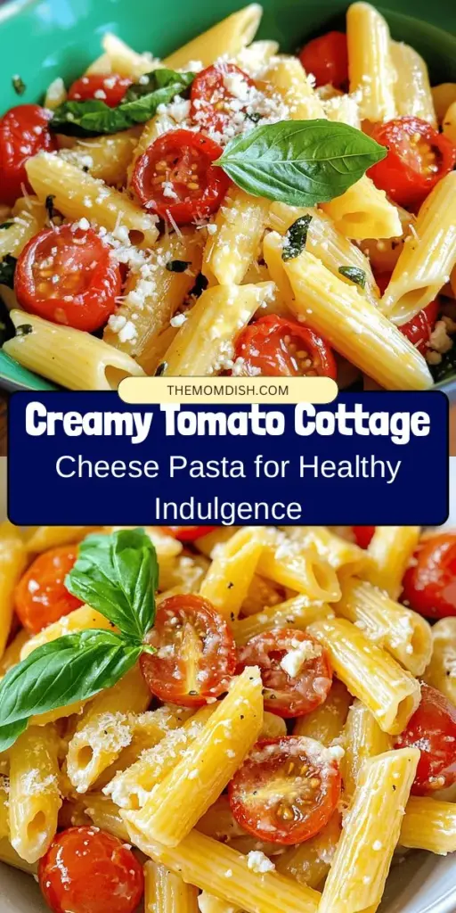 Discover the deliciously healthy creamy tomato cottage cheese pasta! This recipe combines whole-wheat pasta, fresh cherry tomatoes, and protein-packed cottage cheese for a satisfying meal your family will love. Perfect for busy weeknights or gatherings, it's easy to customize with seasonal veggies or proteins. Enjoy guilt-free indulgence with rich flavors that nourish your body! Try it today! #HealthyEating #PastaRecipe #CottageCheese #WholesomeMeals #EasyCooking #FamilyDinner