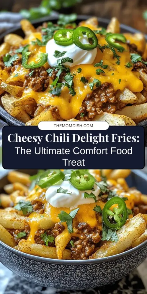 Craving comfort food? Try these irresistible Cheesy Chili Delight Fries! Crispy russet fries are topped with rich chili and gooey melted cheese, creating the perfect indulgent snack for game days or cozy nights at home. Customize with your favorite toppings like jalapeños or sour cream to elevate each bite. This guide walks you through easy steps to make a delicious dish everyone will love. Get ready to impress! #CheesyFries #ComfortFood #SnackIdeas #Foodie