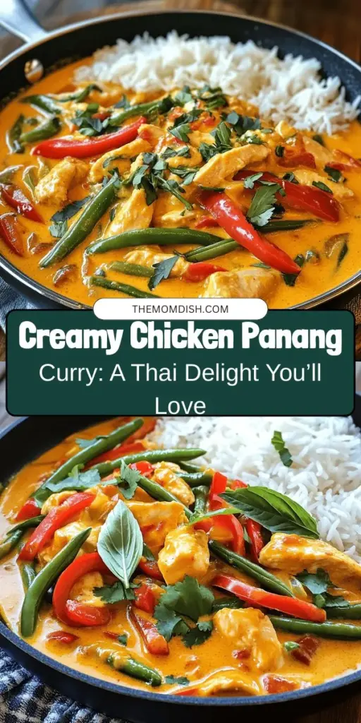 Experience the vibrant tastes of Thailand with this Rich & Creamy Chicken Panang Curry recipe! This beloved dish features tender chicken enveloped in a luscious coconut milk sauce infused with aromatic herbs and spices. Perfect for any occasion, it's easy to customize with your favorite veggies or proteins. Impress your family and friends with this flavorful culinary masterpiece that balances sweet, savory, and spicy notes. #ChickenPanangCurry #ThaiCuisine #CurryRecipe #Yummy #CookingAtHome #Foodie