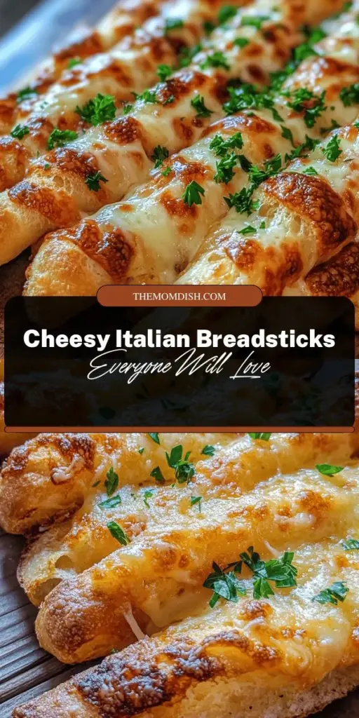 Indulge in the warmth of homemade Cheesy Italian Breadsticks Delight! This step-by-step recipe guides you through crafting these cheesy, aromatic treats perfect for any occasion. Pair them with marinara or garlic butter for an irresistible snack that will impress your guests and family alike. With a blend of simple ingredients and easy techniques, you'll enjoy every moment of baking these delightful breadsticks. Get ready to savor that gooey goodness! #Breadsticks #ItalianCuisine #CheesyDelight #BakingFromScratch #SnackTime #FoodieFun #YummyRecipes