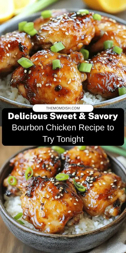 Discover the delightful flavors of Sweet & Savory Bourbon Chicken, a dish that expertly balances rich bourbon, tender chicken, and a blend of savory and sweet ingredients. Perfect for impressing guests or enjoying a cozy family dinner, this recipe captures the essence of Southern cooking with a modern twist. Serve it over rice or with vegetables for a complete meal that brings comfort and flavor to your table. #BourbonChicken #SouthernCooking #CulinaryDelight #ComfortFood #RecipeInspo #HomeCooking #Foodie