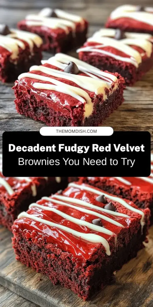 Indulge in the deliciousness of fudgy red velvet brownies with this easy recipe! Perfect for any occasion, these rich and velvety treats combine deep chocolate flavor with a tangy twist, making every bite melt in your mouth. Enhance your brownies with cream cheese frosting for a delightful finish that’s sure to impress. Bake a batch today and share the love! #RedVelvetBrownies #BakingJoy #DessertLovers #FudgyGoodness #HomeBaking #SweetTreats