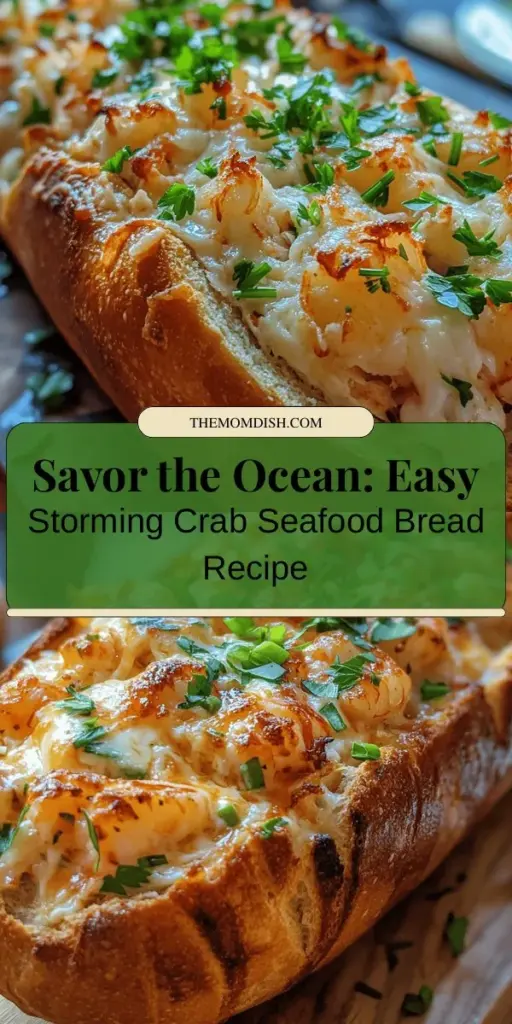 Dive into the deliciousness of Storming Crab Seafood Bread, where fresh crab and shrimp meet buttery, gooey mozzarella in a crispy sourdough loaf! Perfect for gatherings or family dinner, this seafood treat is as impressive as it is easy to make. Elevate your comfort food game while indulging in a recipe that's packed with flavor and nutrition. It's the ocean's bounty on your table! #SeafoodBread #CrabRecipes #ShrimpLover #ComfortFood #SourdoughBread #OceanBounty