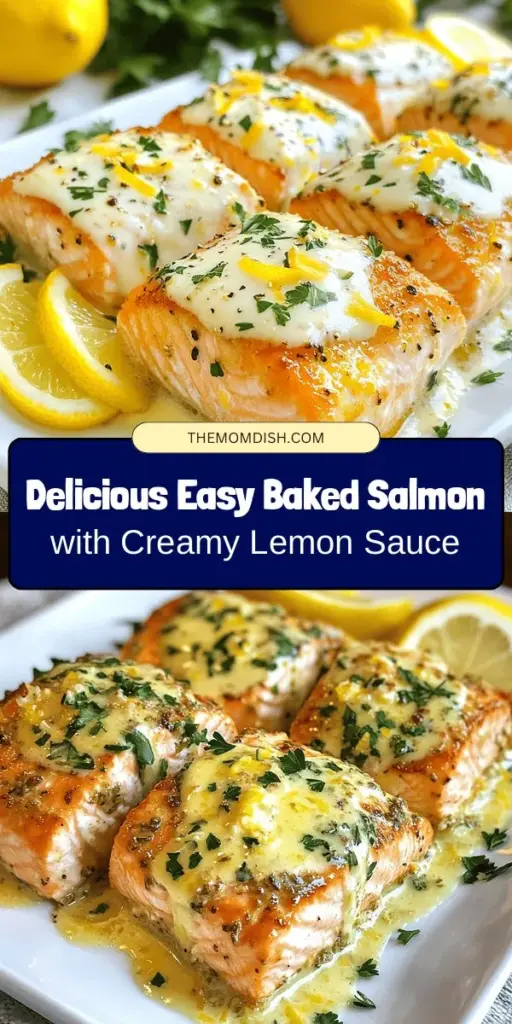 Discover the deliciousness of Easy Baked Salmon with Lemon Butter Cream Sauce! This recipe is perfect for impressing guests or enjoying a quick weeknight dinner. With its rich buttery salmon and zesty lemon sauce, you'll indulge in flavors that are both gourmet and health-conscious. Packed with omega-3s and essential nutrients, this dish is a nutritious addition to any meal plan. Get cooking and elevate your dinner game tonight! #BakedSalmon #HealthyRecipes #EasyDinner #SalmonRecipe #CookingAtHome