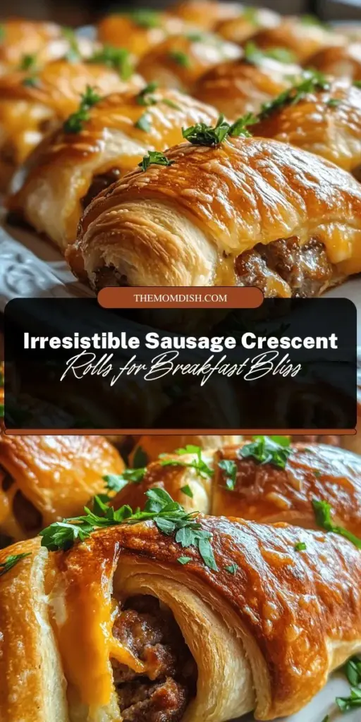 Kick-start your day with these delicious Savory Breakfast Sausage Crescent Rolls! With flaky crescent dough filled with savory sausage and creamy cheese, this breakfast treat delivers mouthwatering flavor. Perfect for any morning, these rolls are easy to make and sure to impress family and friends. Discover how to prepare this delightful dish with our step-by-step recipe. Enjoy them warm with your favorite beverage for the best start to your day! #breakfast #CrescentRolls #SausageRolls #EasyRecipes #BrunchIdeas #ComfortFood #yummy