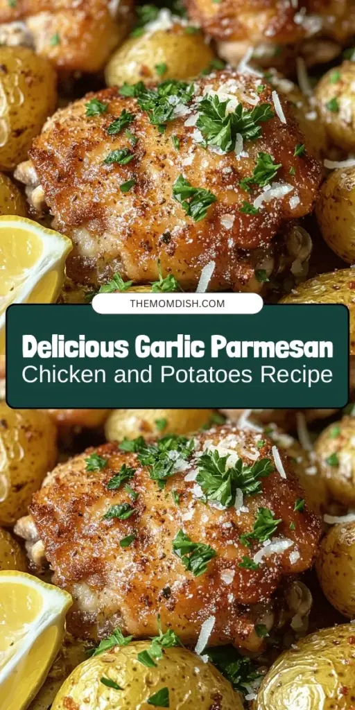 Discover the deliciousness of Garlic Parmesan Chicken and Potatoes—a perfect dish for family gatherings or weeknight dinners! This simple recipe combines tender chicken and crispy baby potatoes, all enhanced by the rich flavors of garlic and Parmesan cheese. Ideal for novice cooks, it's easy to prepare and guaranteed to impress everyone. Enjoy hearty comfort food without the fuss! Try this mouthwatering recipe now! #GarlicParmesanChicken #FamilyDinner #ComfortFood #EasyRecipes #CookingAtHome #DinnerIdeas #CulinaryDelight