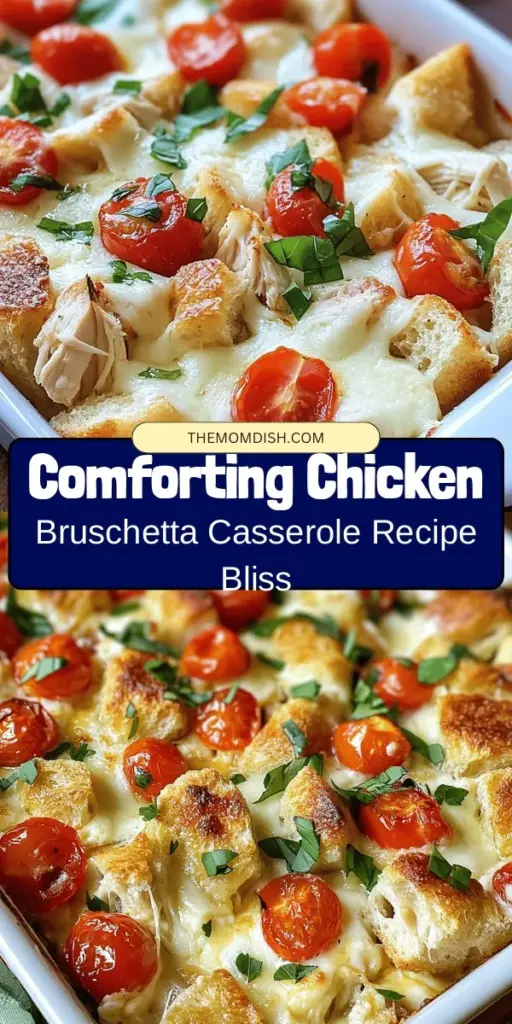 Indulge in the comforting flavors of Chicken Bruschetta Casserole—a delightful twist on a classic dish! This hearty meal combines juicy chicken with fresh tomatoes, aromatic basil, and gooey mozzarella, all layered over crispy bread. Perfect for family dinners or cozy nights in, this recipe elevates simple ingredients into a satisfying feast. Discover the joys of cooking with a touch of Italian flair! #ChickenBruschettaCasserole #ComfortFood #ItalianCuisine #EasyRecipes #HomeCooking