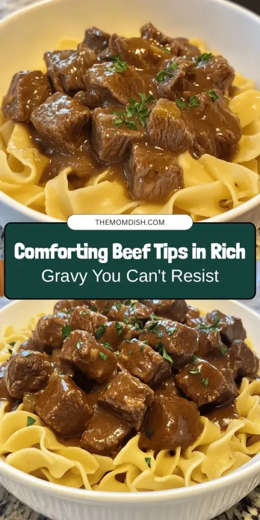 Indulge in the ultimate comfort food with this savory beef tips in rich gravy recipe. Tender beef, seared to perfection, simmers in a luscious gravy made from quality ingredients that meld together for a delightful flavor. Perfect over mashed potatoes, rice, or egg noodles, this dish invites family and friends to savor every bite. Discover tips for customization and serving suggestions for a hearty meal that warms the soul. #ComfortFood #BeefTips #HomeCooking #DeliciousRecipes #CozyMeals