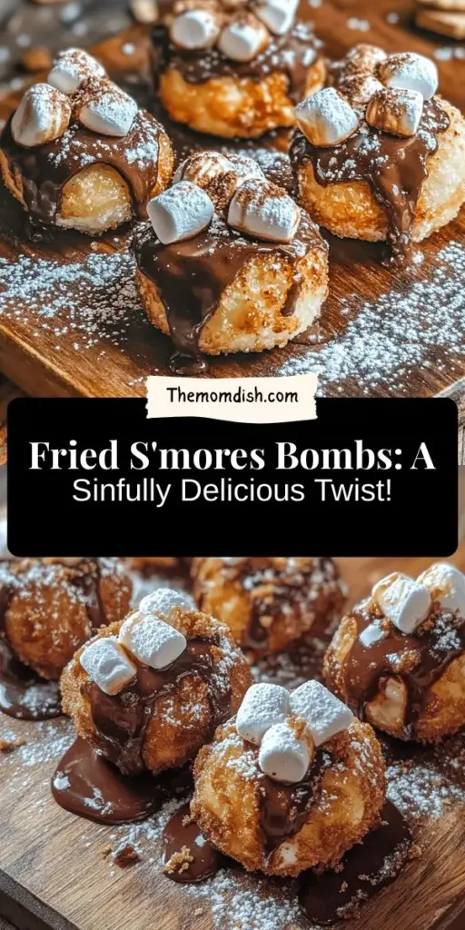 Discover a fun twist on the classic S'mores with this Fried S'mores Bombs recipe! These indulgent treats feature a crispy exterior filled with gooey marshmallows and rich chocolate, creating a flavor explosion in every bite. Perfect for family gatherings, parties, or a cozy night in, these dessert bombs are sure to impress. Learn how to make them step-by-step and enjoy a nostalgic taste of campfire memories! #FriedSmores #DessertRecipes #SmoreTreats #CookingFun #IndulgentDesserts