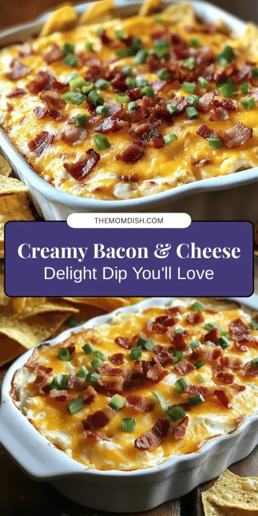 Elevate your next gathering with this mouthwatering Bacon & Cheese Delight Dip! This creamy, savory treat combines rich cream cheese, sharp cheddar, and crispy bacon for the ultimate flavor experience. Perfect for dipping veggies, chips, or bread, it's a sure crowd-pleaser. Whether for game day or a holiday party, this dip is bound to impress! Try it today and watch your guests come back for seconds! #BaconDip #CheeseLovers #PartyFood #DipRecipe #YummySnacks #Gatherings