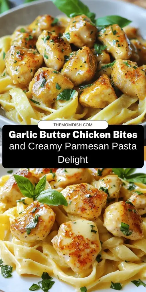 Discover a comforting dish that combines the rich flavors of garlic butter chicken bites with creamy parmesan pasta! In just 30 minutes, you can serve a delightful meal that will impress family and friends alike. Featuring tender chicken, a savory sauce, and perfectly cooked pasta, this recipe is perfect for any occasion. Elevate your weeknight dinners with this delicious comfort food! #GarlicButterChicken #CreamyParmesanPasta #DinnerInThirty #ComfortFood #YummyRecipes