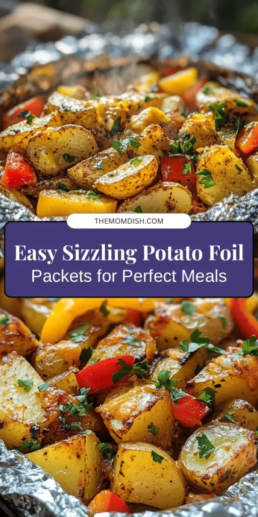 Discover the delightful world of Sizzling Potato Foil Packets, the perfect meal for any occasion! These easy-to-make packets combine tender potatoes, vibrant bell peppers, and a mix of spices for a flavorful dish that everyone can enjoy. Cooked in their own steam, they retain moisture and flavors while keeping cleanup to a minimum. Customize to suit dietary preferences with endless ingredient combinations. Perfect for family dinners or outdoor gatherings! #FoilPackCooking #EasyRecipes #PotatoPackets #OutdoorCooking #HealthyEating #MealPrep