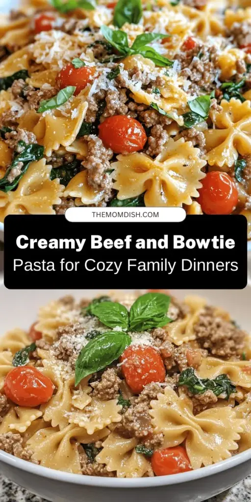 Discover the creamy delight of Beef and Bowtie Pasta, a perfect blend of flavors that's sure to become a family favorite. This hearty dish features tender bowtie pasta, seasoned ground beef, and a lush cream sauce, all ready in under 30 minutes! Easily customizable for any dietary needs, it's perfect for busy weeknights or casual gatherings. Enjoy a satisfying meal that everyone will love! #BeefPasta #EasyDinner #ComfortFood #PastaRecipe #FamilyMeal #QuickRecipes #YummyEats #CulinaryDelight