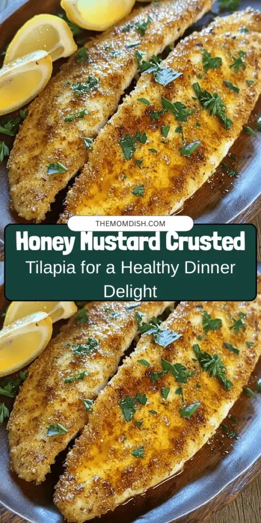 Discover the delightful flavors of Honey Mustard Baked Crusted Tilapia Fillets! This easy recipe combines the mild taste of tilapia with a sweet and tangy honey mustard glaze, topped with a crispy panko crust. Packed with protein and low in calories, it's a nutritious choice for any dinner. Perfect for busy weeknights or special occasions, this dish will impress your family and friends. Try it tonight! #Tilapia #HealthyRecipes #DinnerIdeas #BakedFish #SeafoodLovers #RecipeInspiration